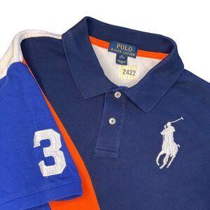 POLO by Ralph Lauren Youth Big Pony Polo Shirt XL (18-20 Boys) Blue Orange White